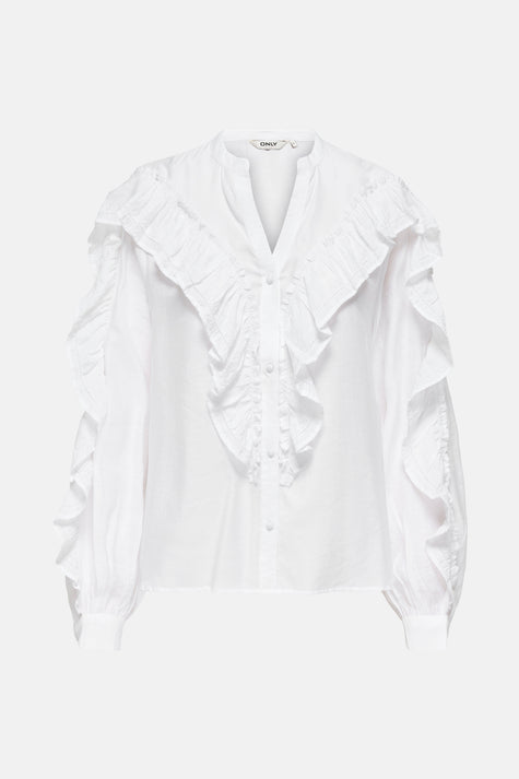 ONLMARRIAH L/S FRILL V-NECK TOP EX WVN