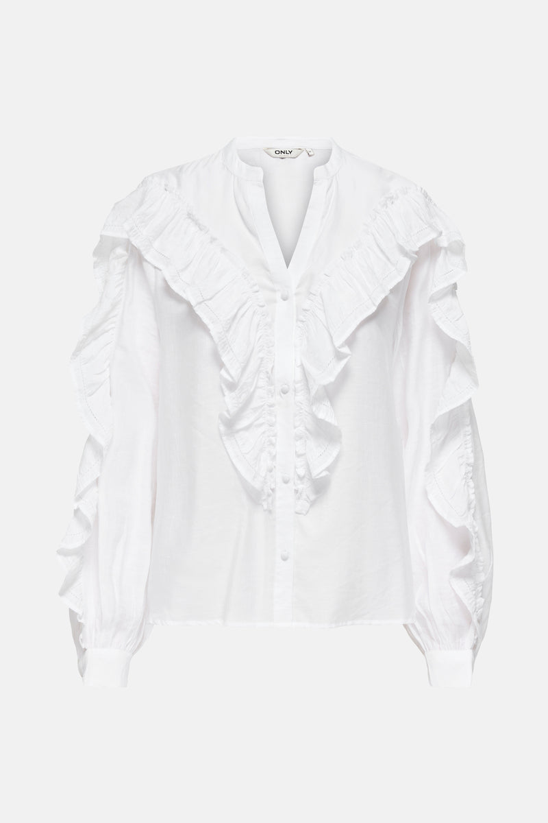 ONLMARRIAH L/S FRILL V-NECK TOP EX WVN