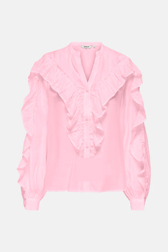 ONLMARRIAH L/S FRILL V-NECK TOP EX WVN