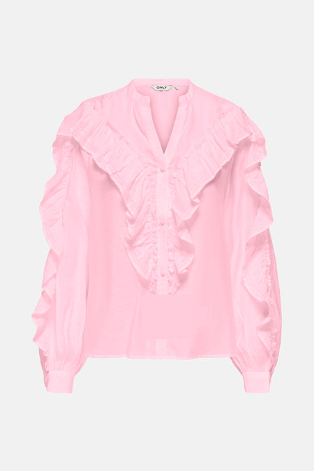 ONLMARRIAH L/S FRILL V-NECK TOP EX WVN