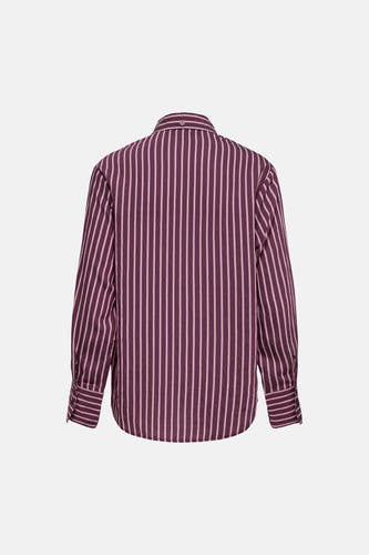 Chemise rayée violette d'ONLY® avec des rayures roses, visible du dos.