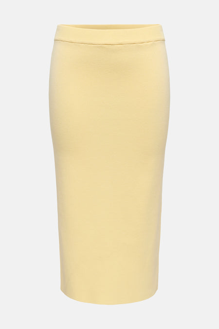 Jupe crayon moulante en maille fine jaune de JDY avec taille élastique, dos.