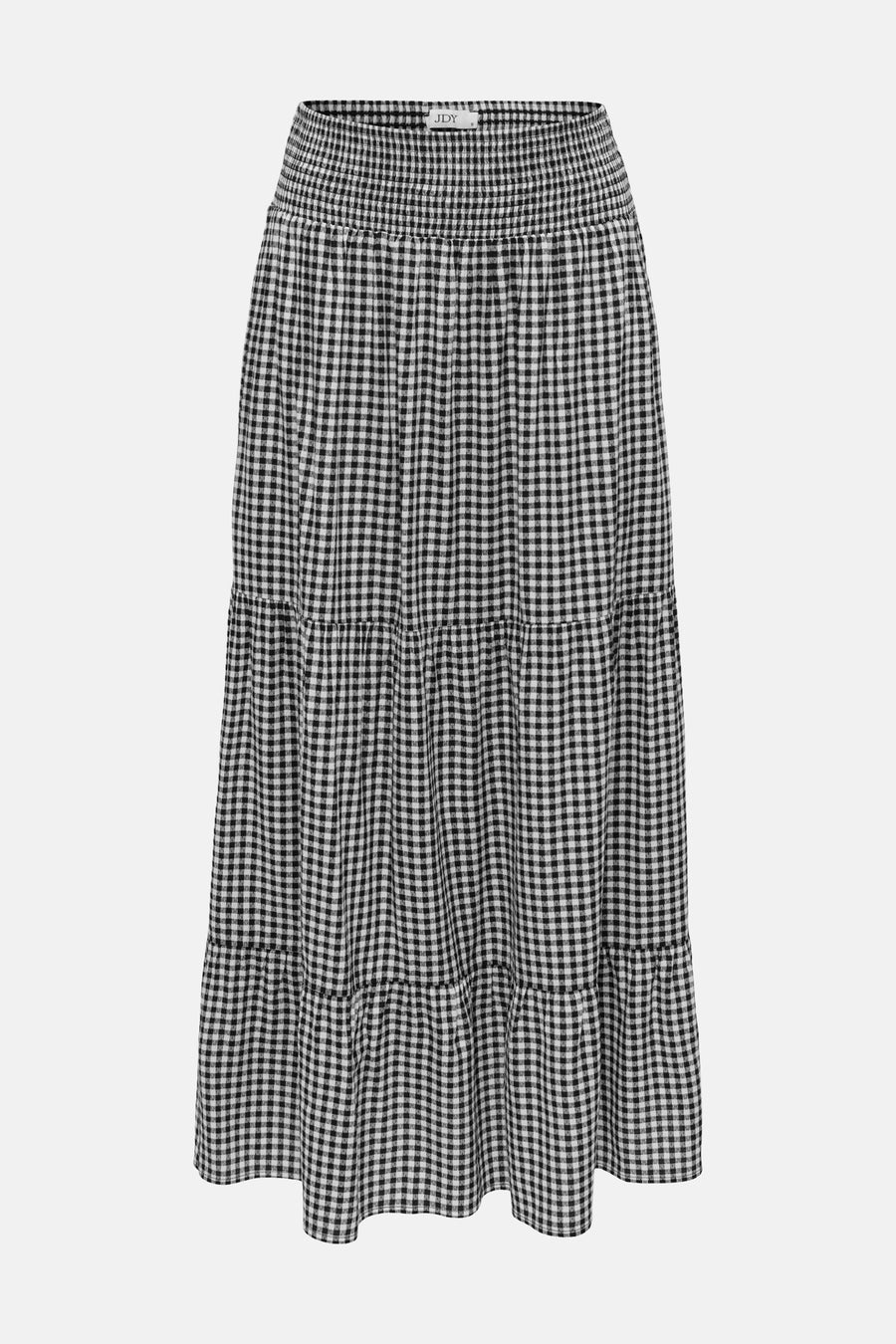 Jupe longue multicolore de JDY avec un imprimé à carreaux noir et blanc et une taille élastique.