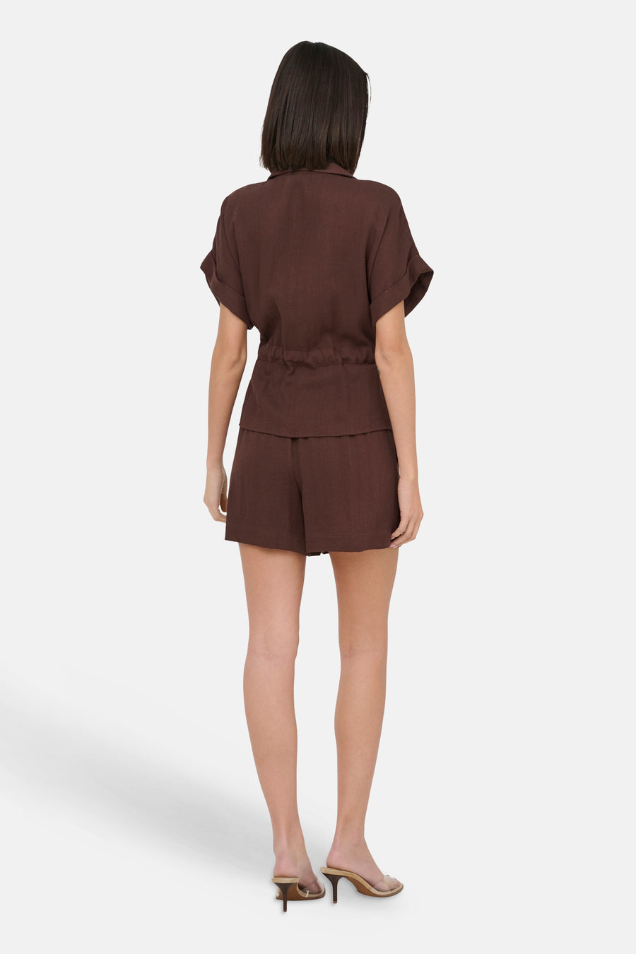 Chemise à manches courtes - brun
