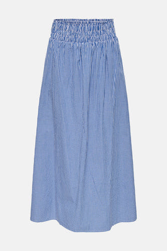Jupe longue à carreaux bleus ONLY® avec une taille élastique smockée.