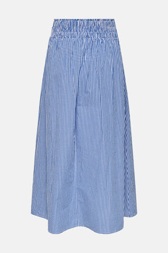 Jupe longue à carreaux bleu et blanc d'ONLY® avec une taille élastique smockée.