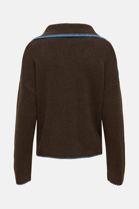 Pull à col en V - brun