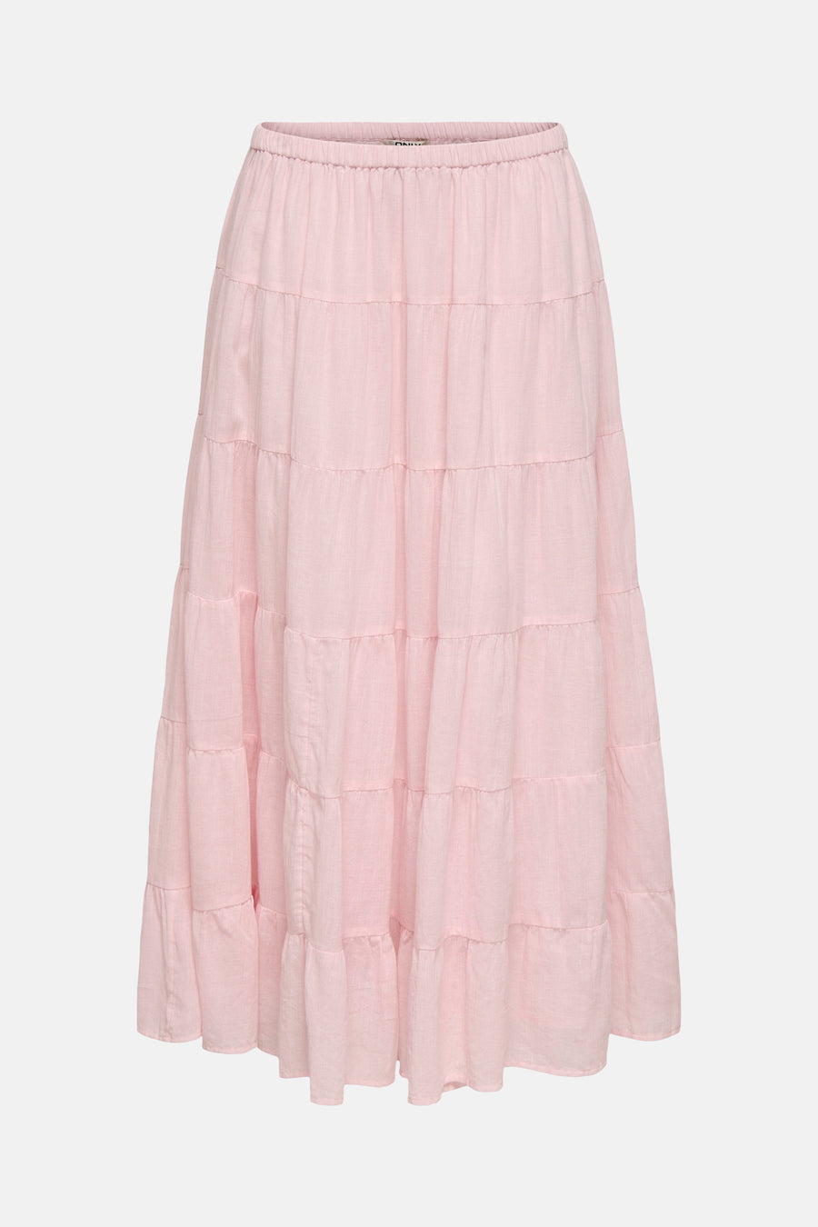 Roze, lange gelaagde rok van ONLY® met elastische tailleband en getextureerde stof.