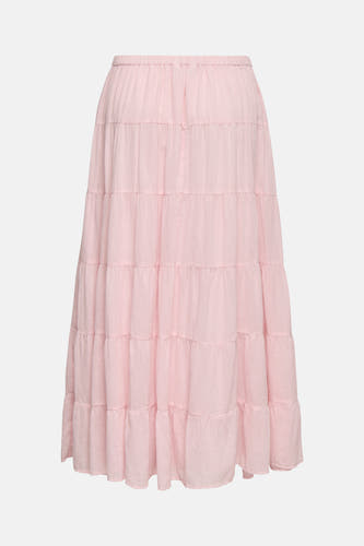 Jupe longue rose ONLY® avec taille élastique, design à volants et tissu texturé.