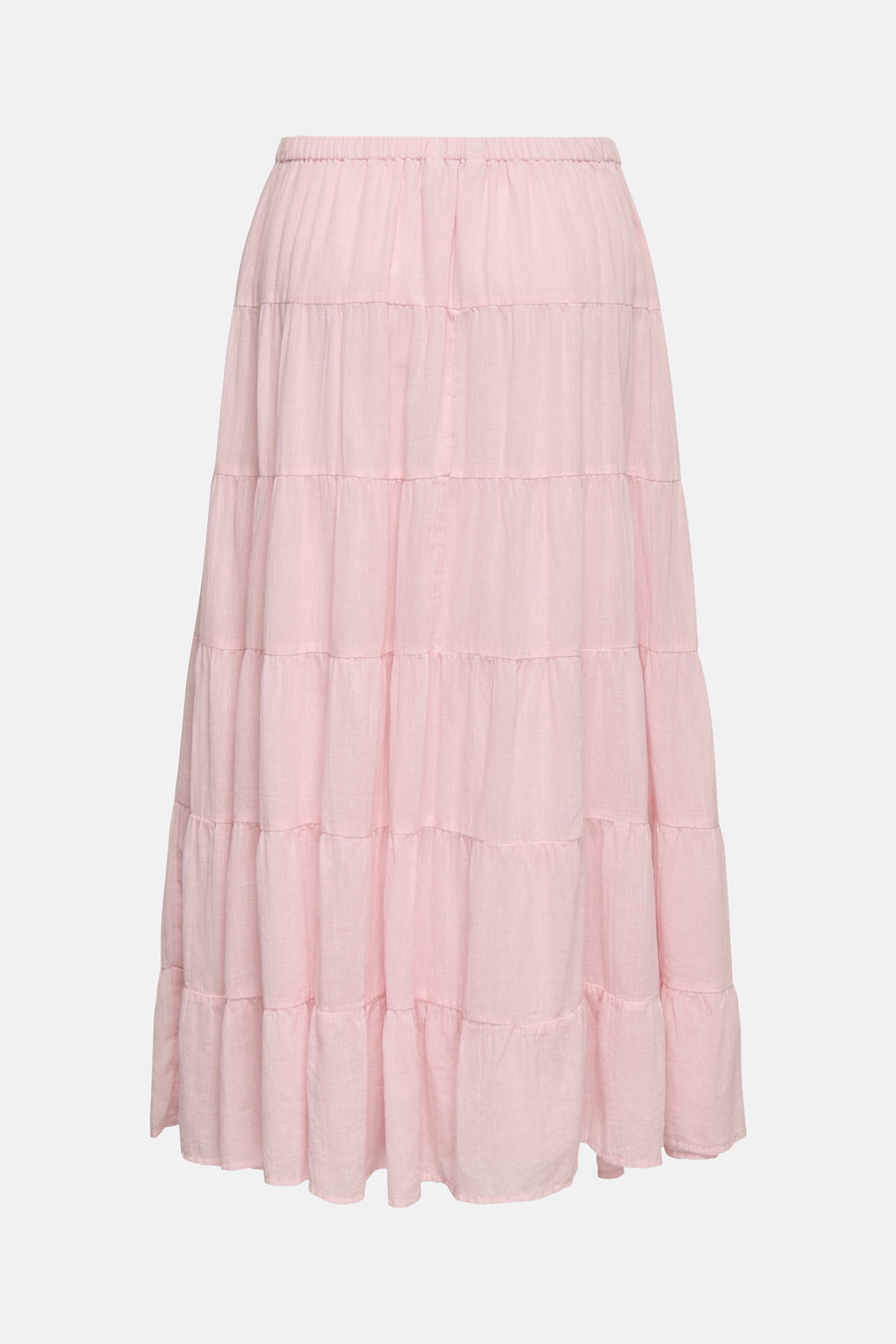 Jupe longue rose ONLY® avec taille élastique, design à volants et tissu texturé.