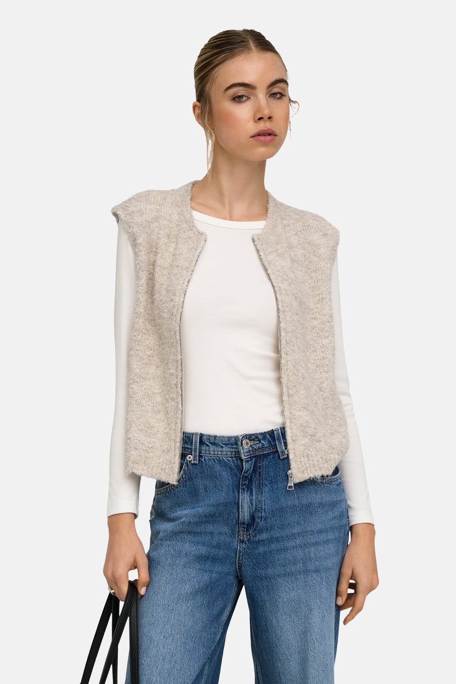 Dames tops pull zonder mouw Écru - ONLY®