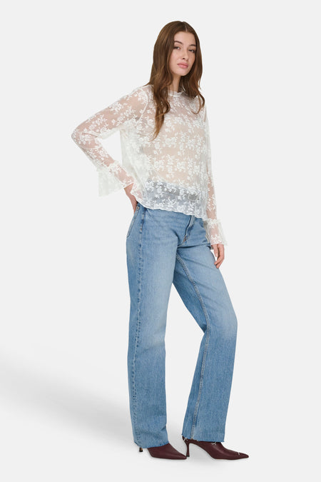 Blouse à manches longues - blanc