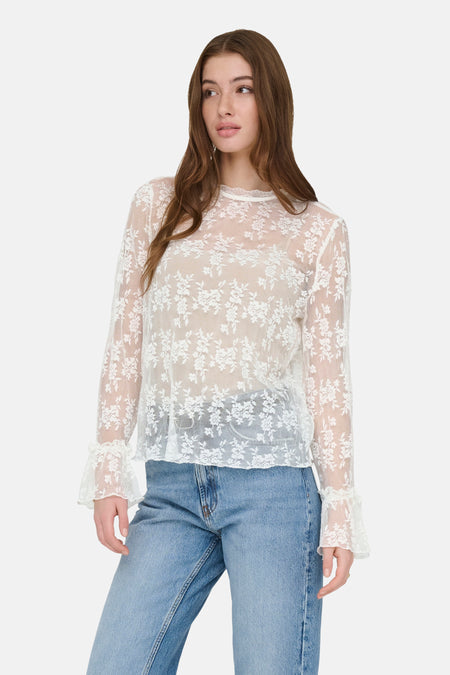 Blouse à manches longues - blanc