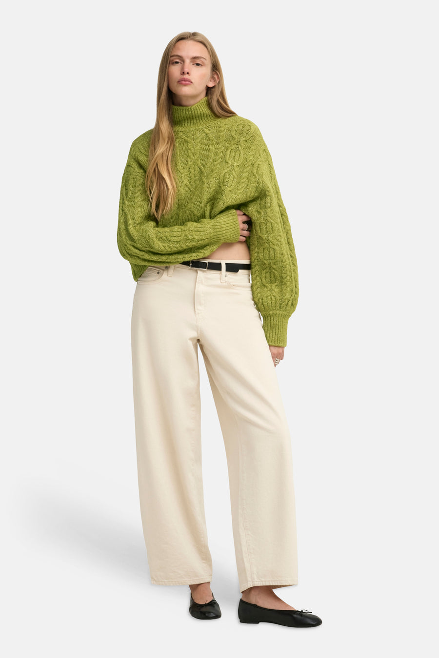 Pull col roulé vert - ONLY®