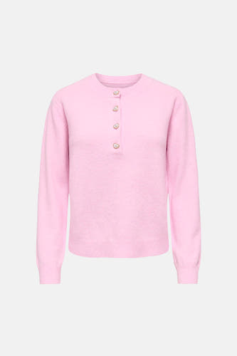 T-shirt rose avec col rond de ONLY, avec une fermeture à boutons en forme de cœur.