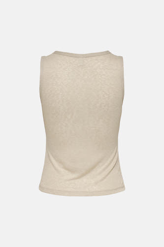 Beige tanktop van ONLY® met marl textuur, rugzijde, strakke pasvorm, ronde halslijn