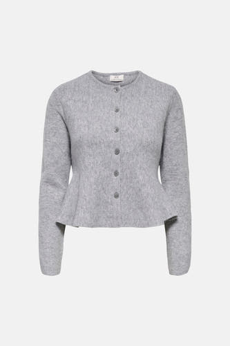 Cardigan gris de JDY, avec manches longues, fermeture à boutons et ourlet évasé.