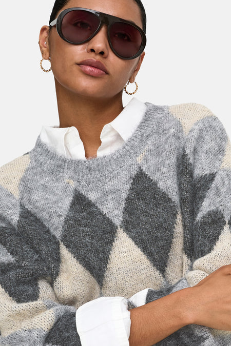 Pull col O - Light Grey Melange