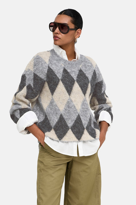 Pull col O - Light Grey Melange