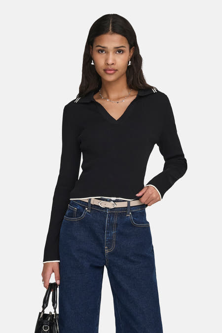 Pull col V - noir