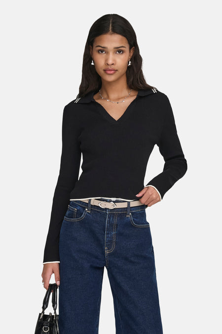 Pull col V - noir