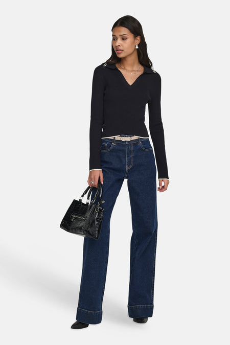 Pull col V - noir
