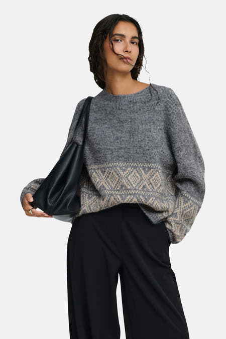 Pull col O - Dark Grey Melange