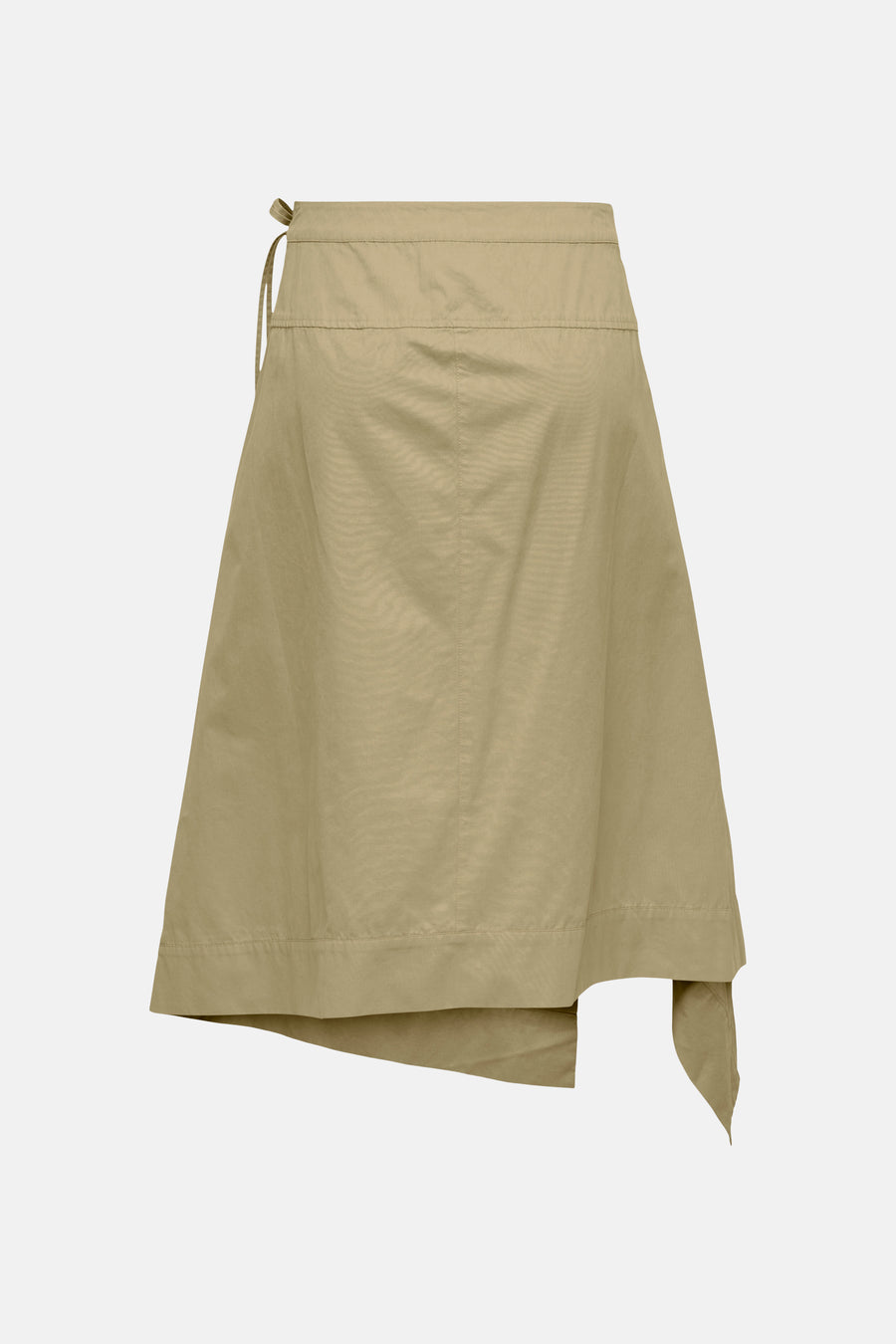 Groene 3/4 rok van JDY met asymmetrische zoom en zijdelingse strik, lichte stof, front view
