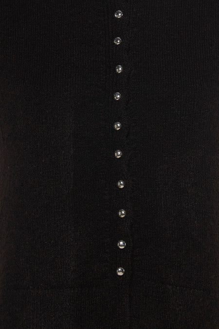 Bruine mouwloze gilet van JDY met zilveren knopen en fijne textuur, close-up voorzijde