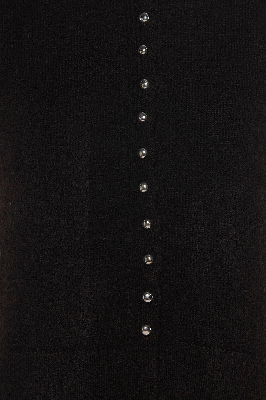 Bruine mouwloze gilet van JDY met zilveren knopen en fijne textuur, close-up voorzijde