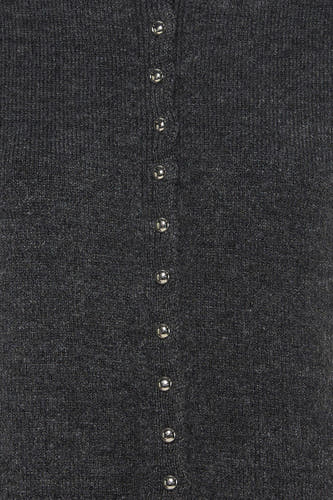 Donkergrijze melange gilet van JDY met zilveren knopen en fijne textuur, close-up voorzijde