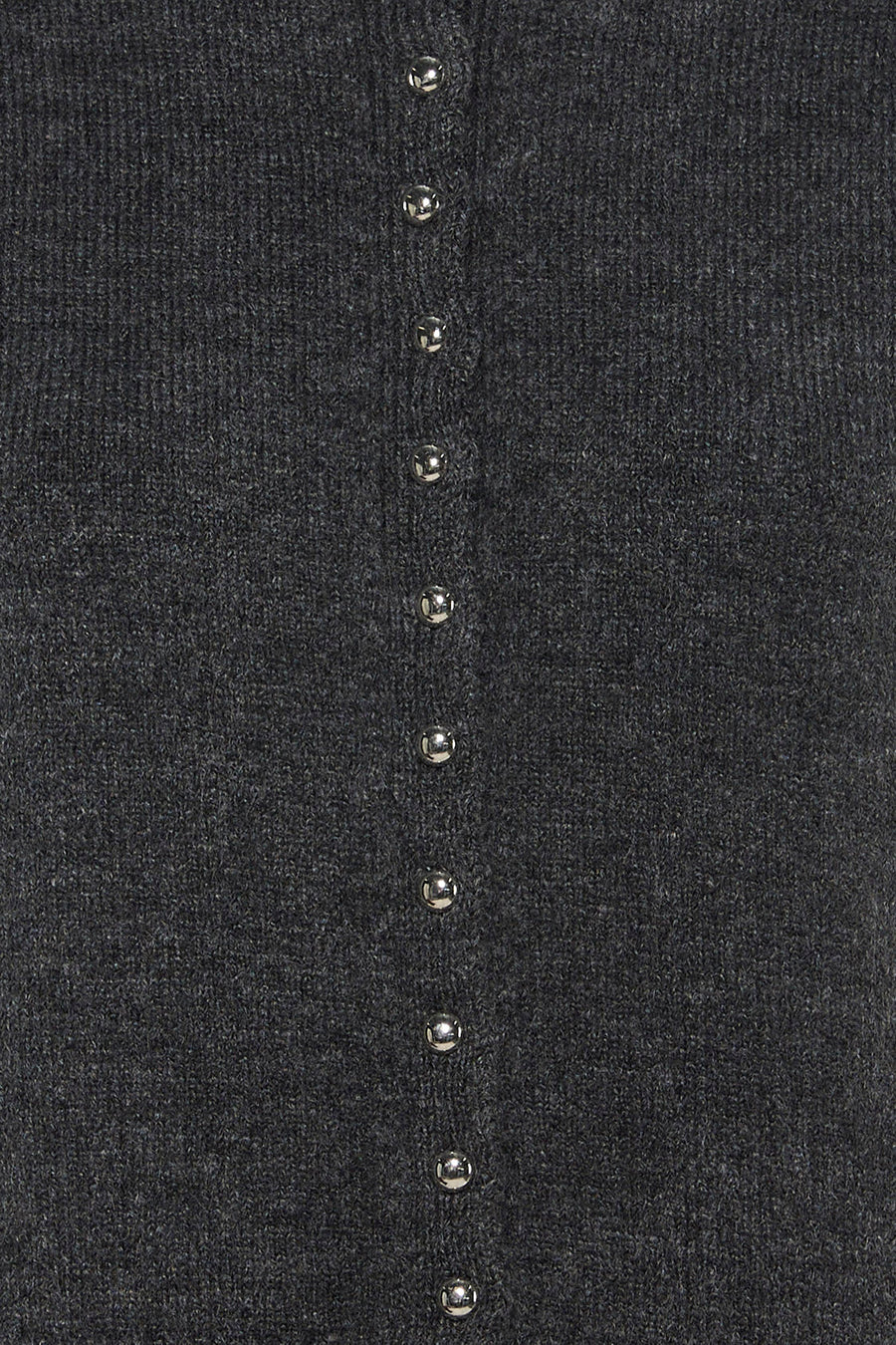 Donkergrijze melange gilet van JDY met zilveren knopen en fijne textuur, close-up voorzijde