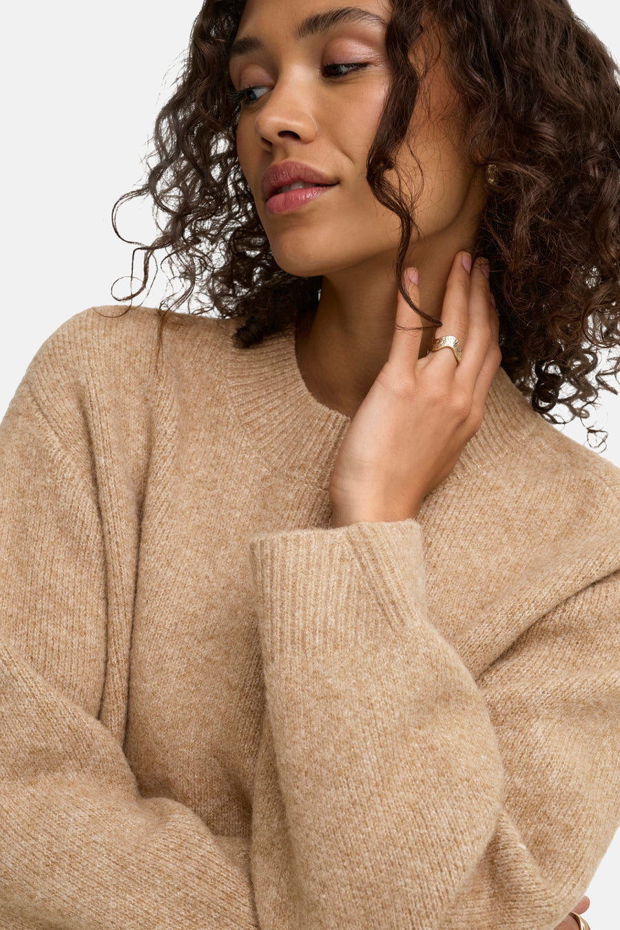 Pull col O beige - JDY