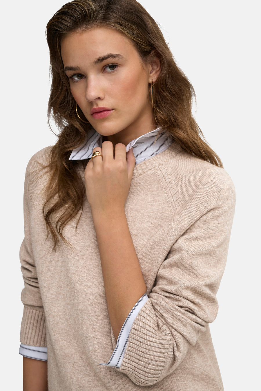 Pull col O beige - ONLY®