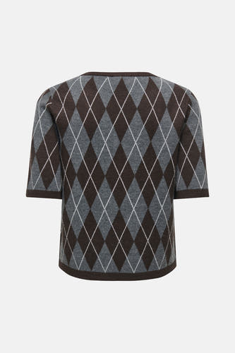 Gilet multicolore à col rond de JDY, avec un motif carreaux d'Écosse.