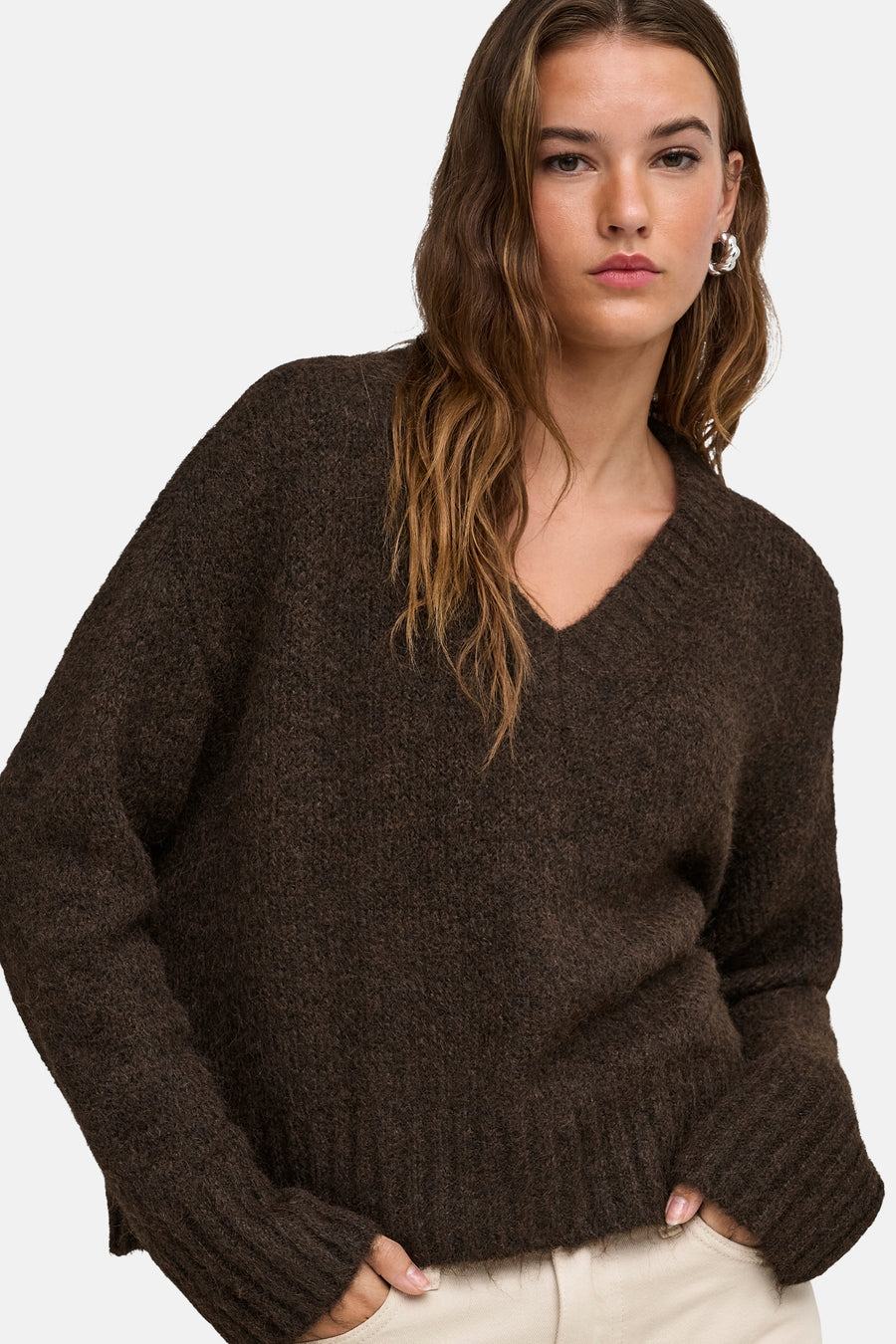 Pull col V brun - ONLY®