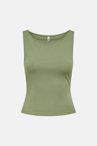 Haut verte sans manches de ONLY® avec un col rond et une coupe ajustée.