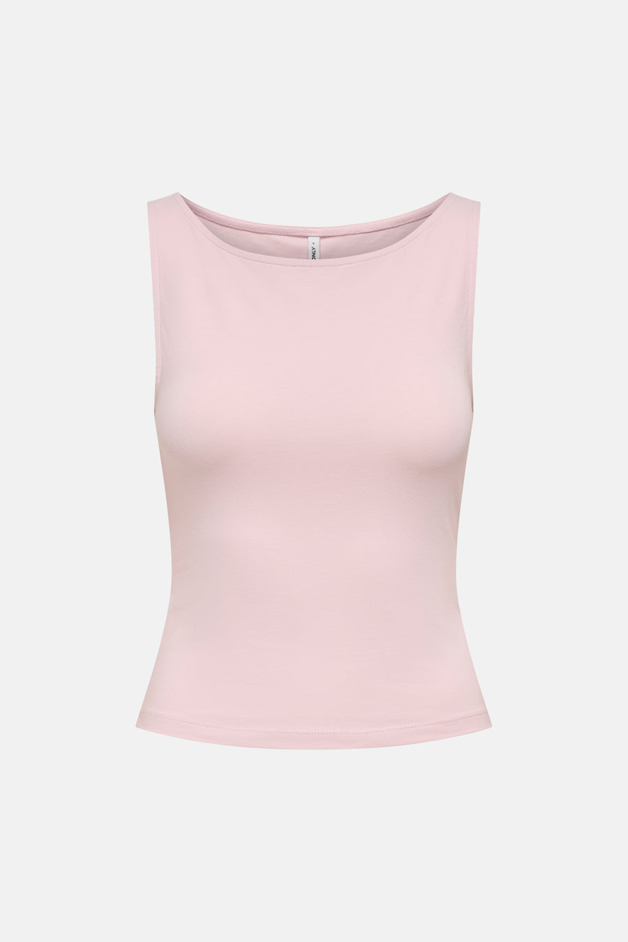 Haut sans manches rose d'ONLY® avec un col rond, une coupe ajustée et une petite étiquette dans le cou.