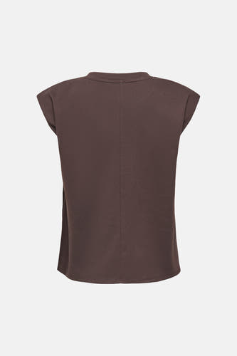 Bruine mouwloze top van JDY, achterzijde met centrale naad en zijkant split, gladde stof, casual fit
