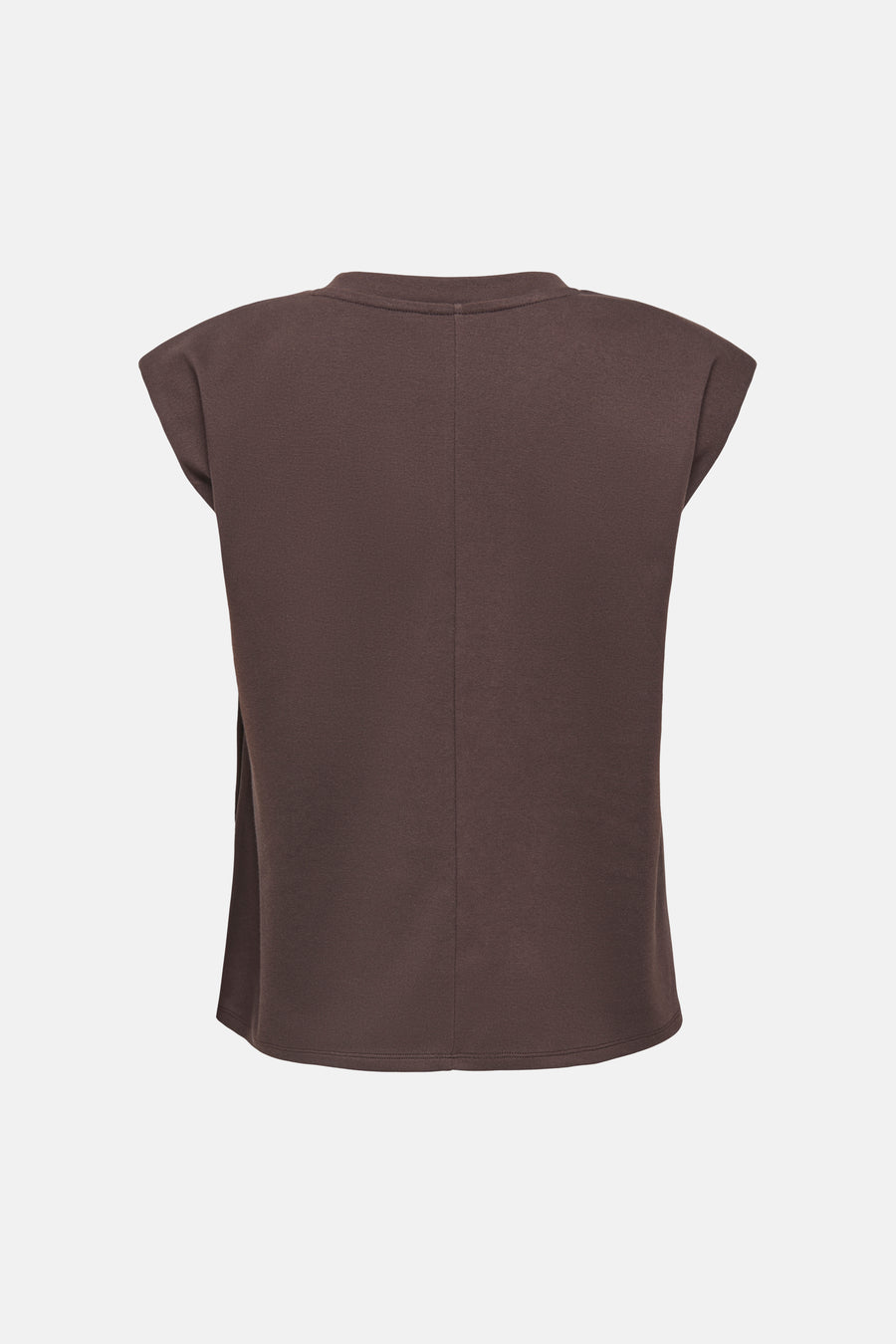 Bruine mouwloze top van JDY, achterzijde met centrale naad en zijkant split, gladde stof, casual fit