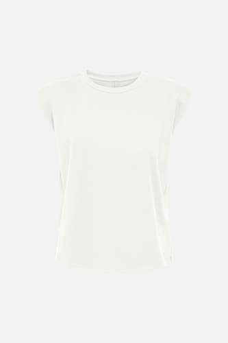 Witte mouwloze top van JDY, ronde hals, lichte ribstructuur, front view