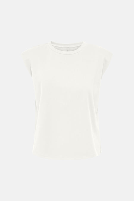 Witte mouwloze top van JDY, ronde hals, lichte ribstructuur, front view