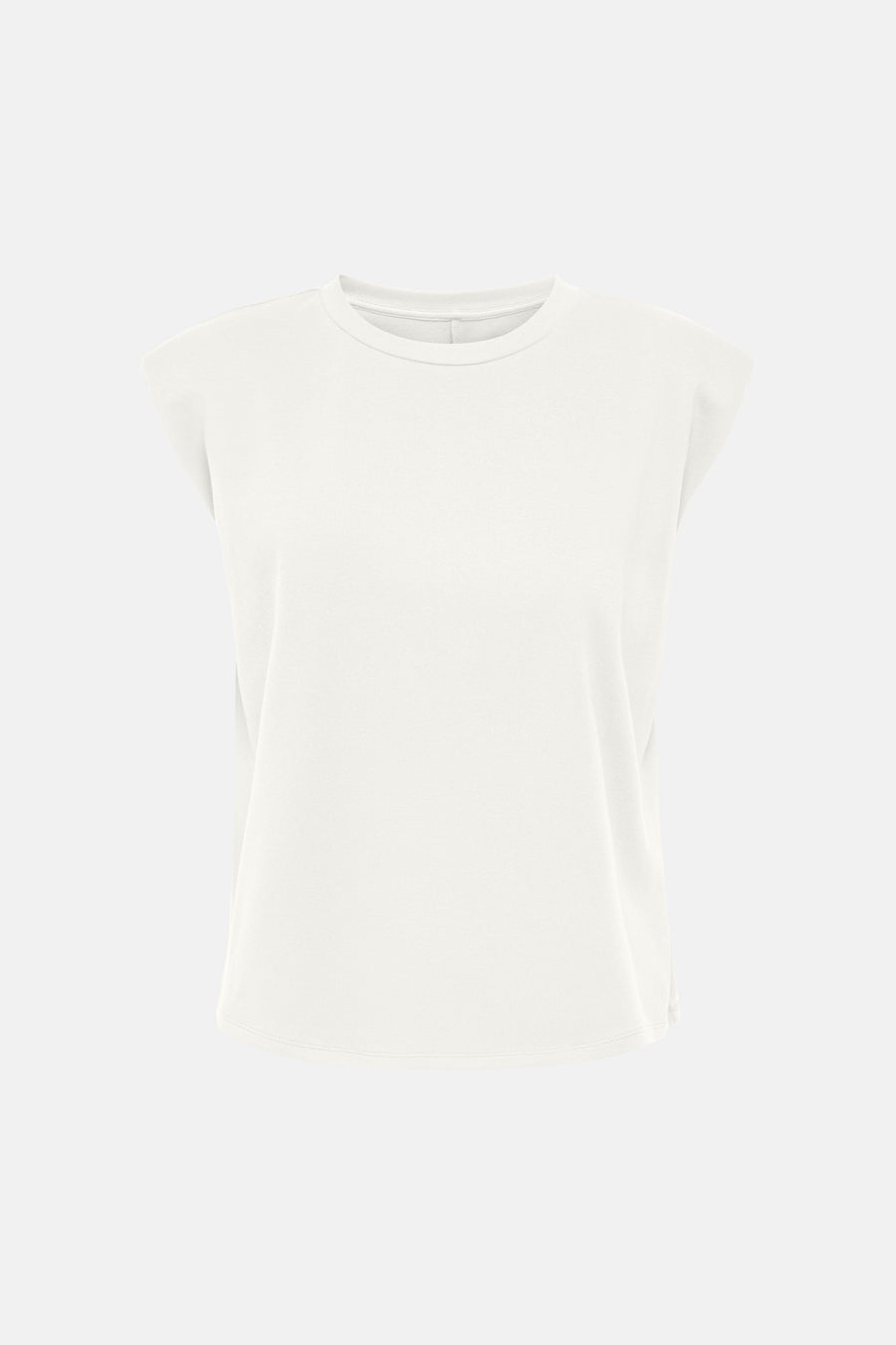 Witte mouwloze top van JDY, ronde hals, lichte ribstructuur, front view