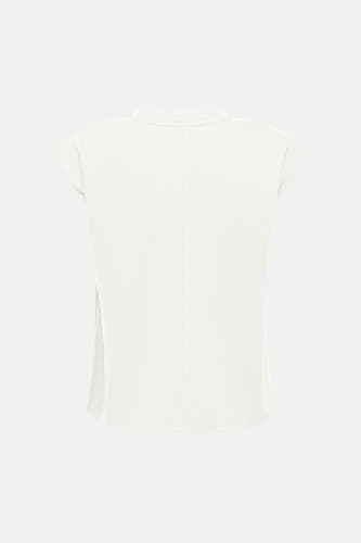 Witte mouwloze top van JDY, achterzijde met centrale naad en zachte textuur, minimalistisch design