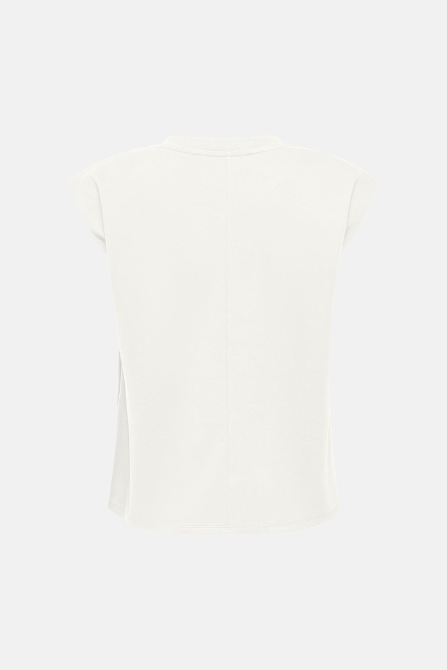 Witte mouwloze top van JDY, achterzijde met centrale naad en zachte textuur, minimalistisch design