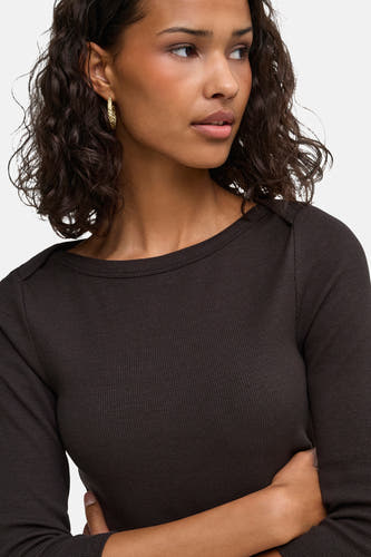 Top uni manche longue brun - JDY