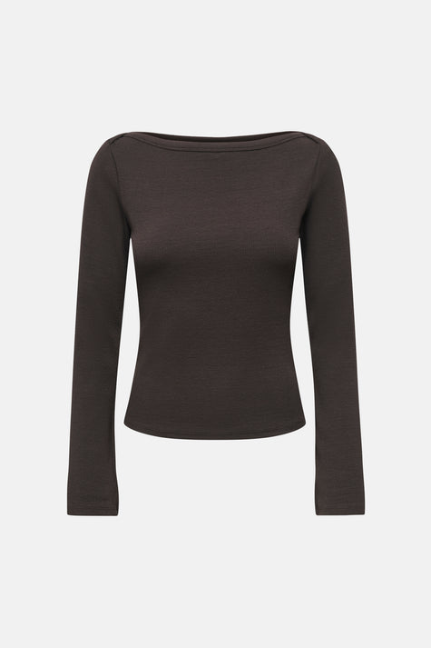 Top uni manche longue brun - JDY