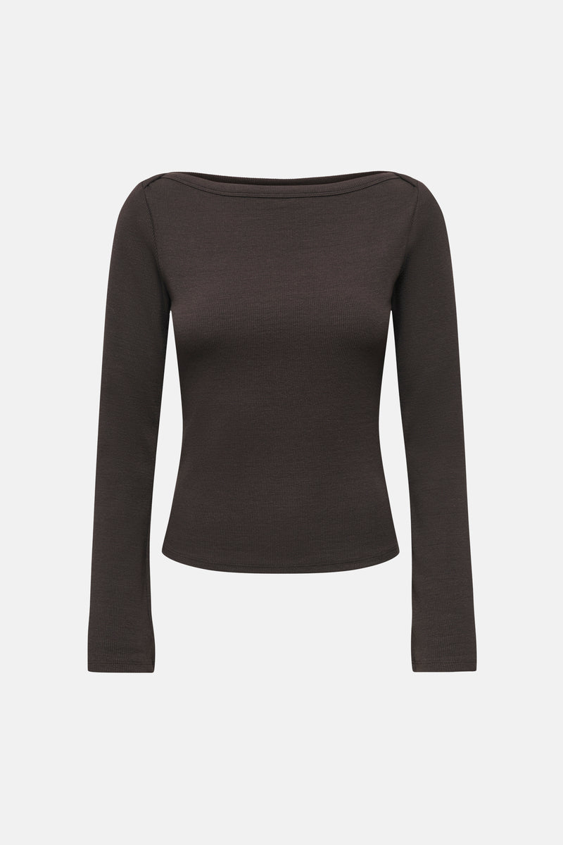 Top uni manche longue brun - JDY