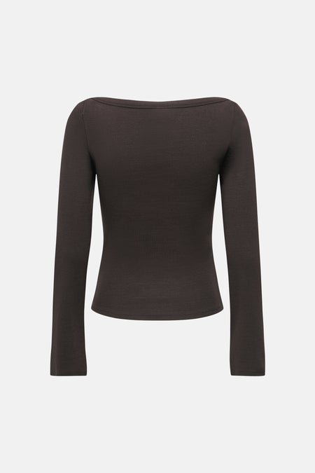 Top uni manche longue brun - JDY