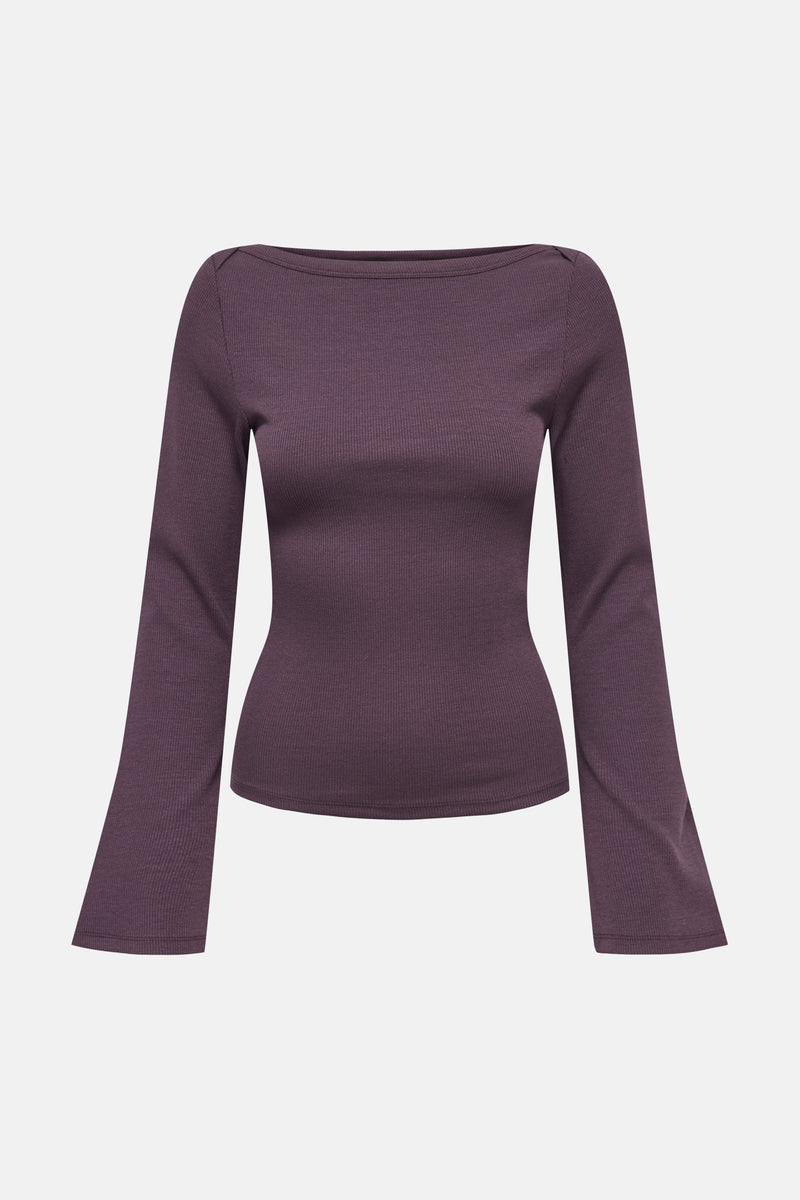 Top uni manche longue mauve - JDY